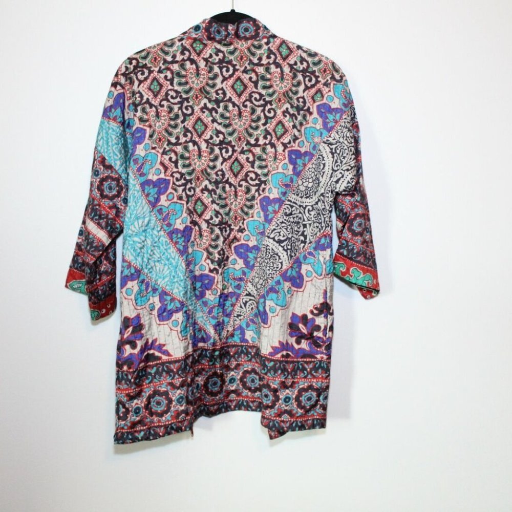 Soft Surroundings Quilted Lotus Topper Kimono Cardigan Small PS Cottagecore Boho - Picture 14 of 16